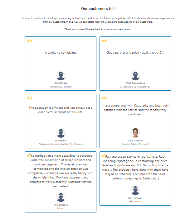reviews on website real life example